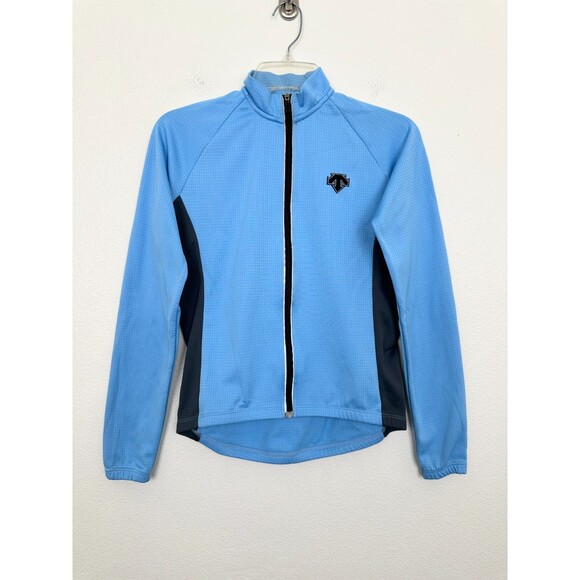 Descente Vintage Full Zip Base Layer Blue Mock Neck Hiking Biking Women's Small